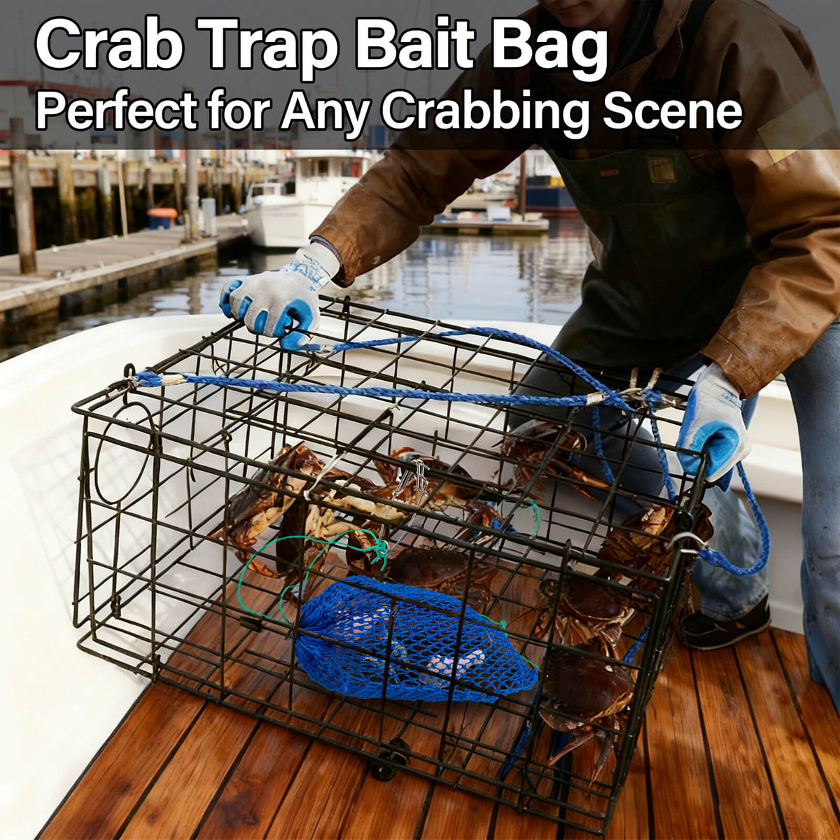 Dr.Fish Crab Trap Bait Bag Mesh with Stainless Snap
