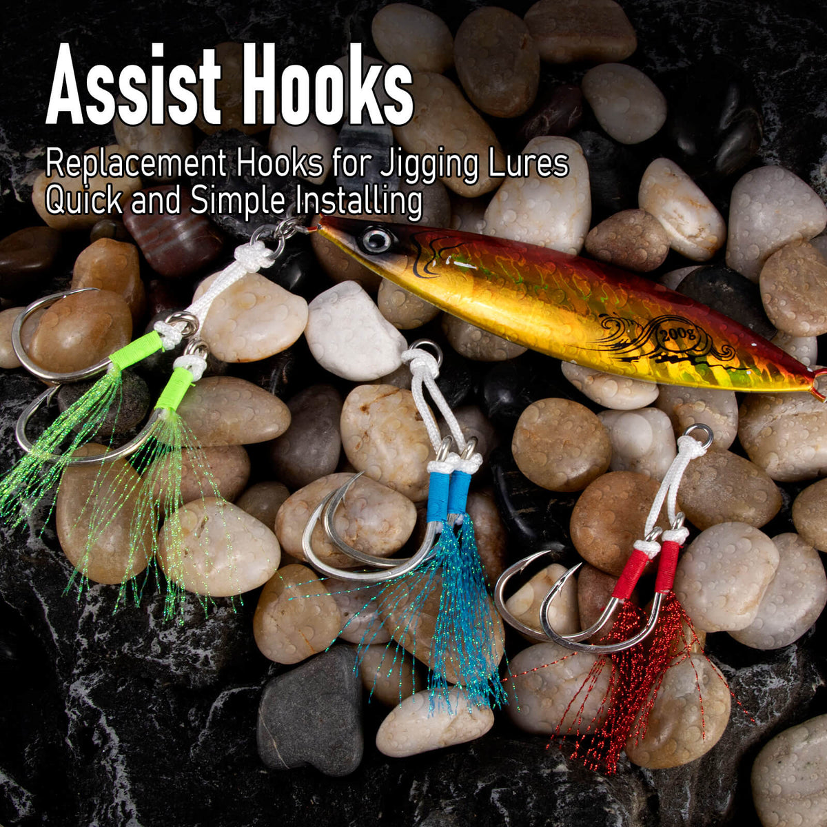 Dr.Fish 10pcs Fishing Assist Jig Hooks #1/0-#4/0