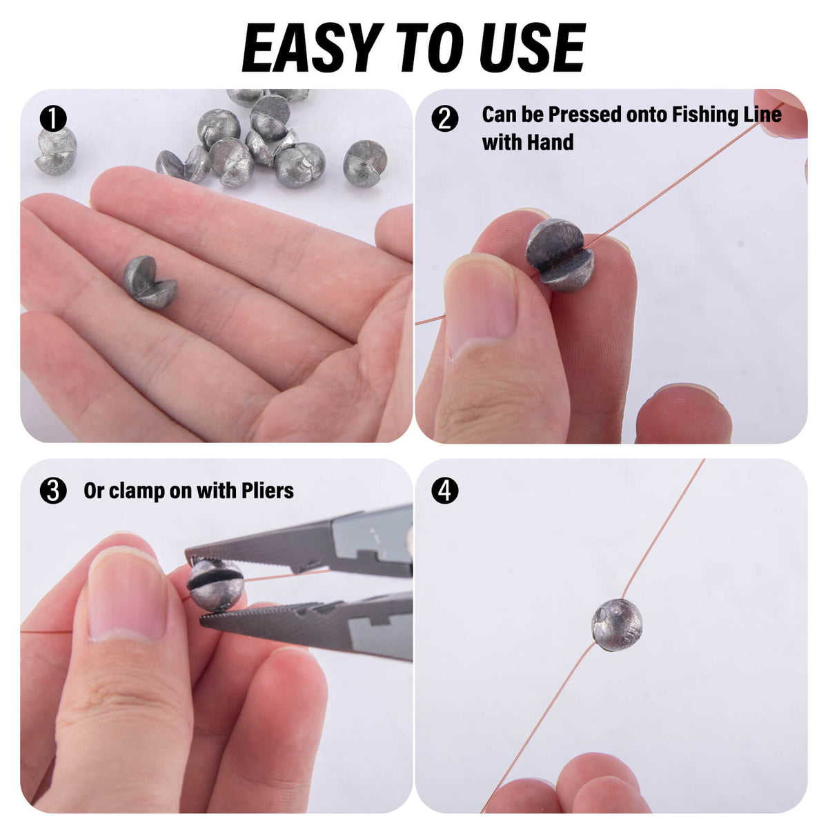 Dr.Fish 100pcs Round Split Shot Fishing Weights 1/480oz-1/2oz
