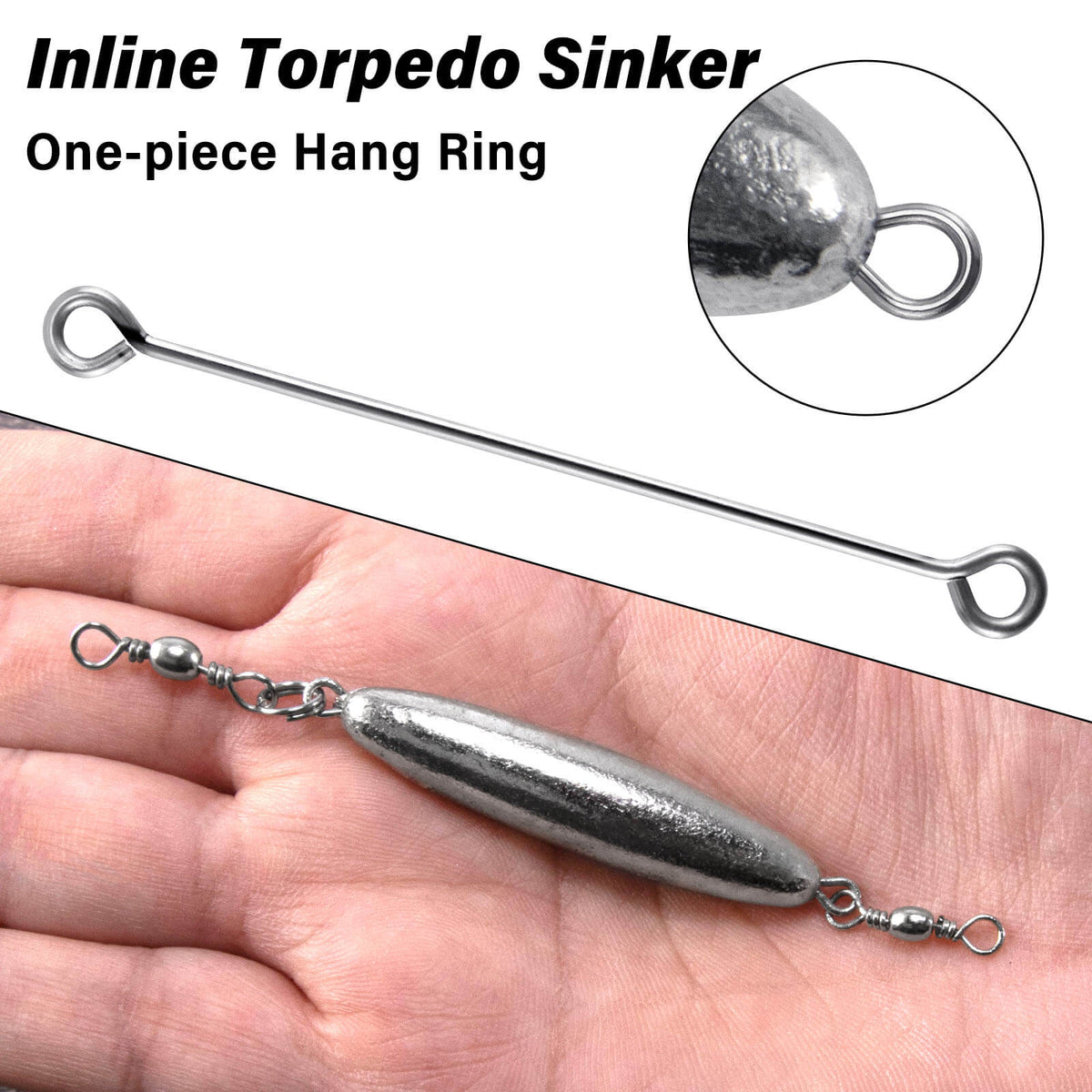 Dr.Fish 10pcs Inline Trolling Sinkers with Double Swivel 1/16oz-1.2oz