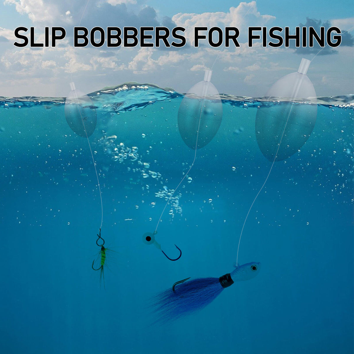 Dr.Fish 10pcs Fishing Slip Bubble Floats 3 Sizes