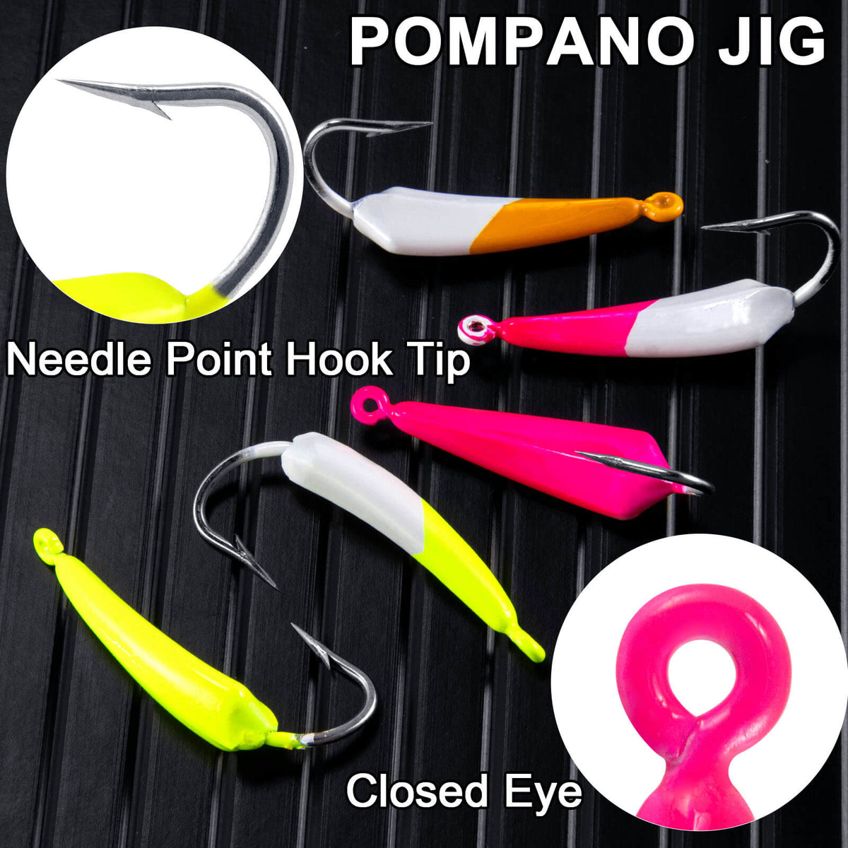 Dr.Fish 10pcs Pompano Jigs for Surf Fishing 1/4oz-1/2oz
