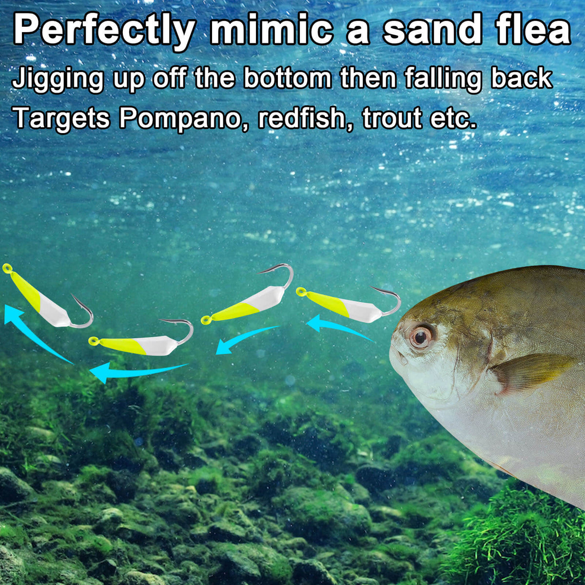 Dr.Fish 10pcs Pompano Jigs for Surf Fishing 1/4oz-1/2oz
