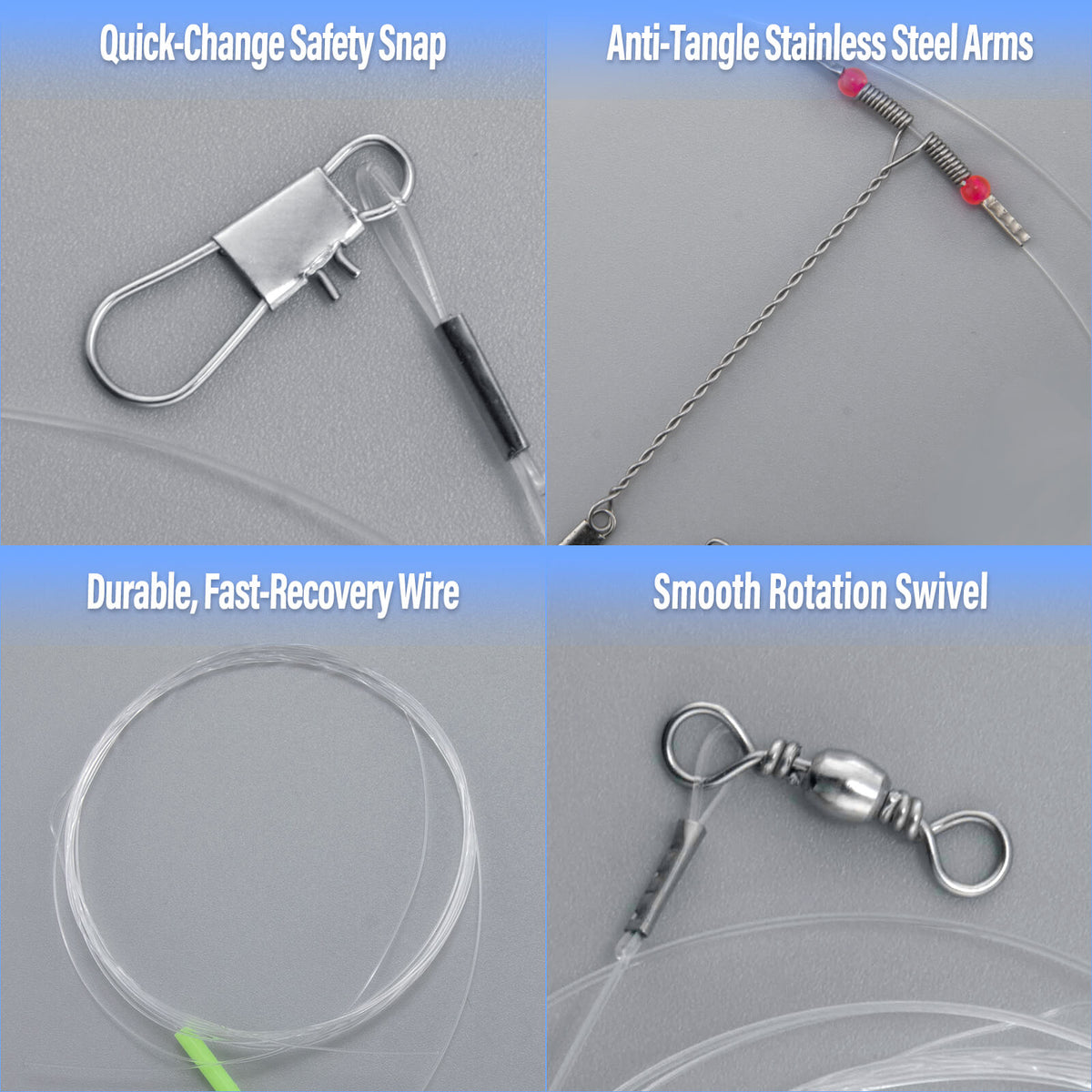 Dr.Fish 10pcs Crappie Rigs with 2 Snelled Aberdeen Hooks