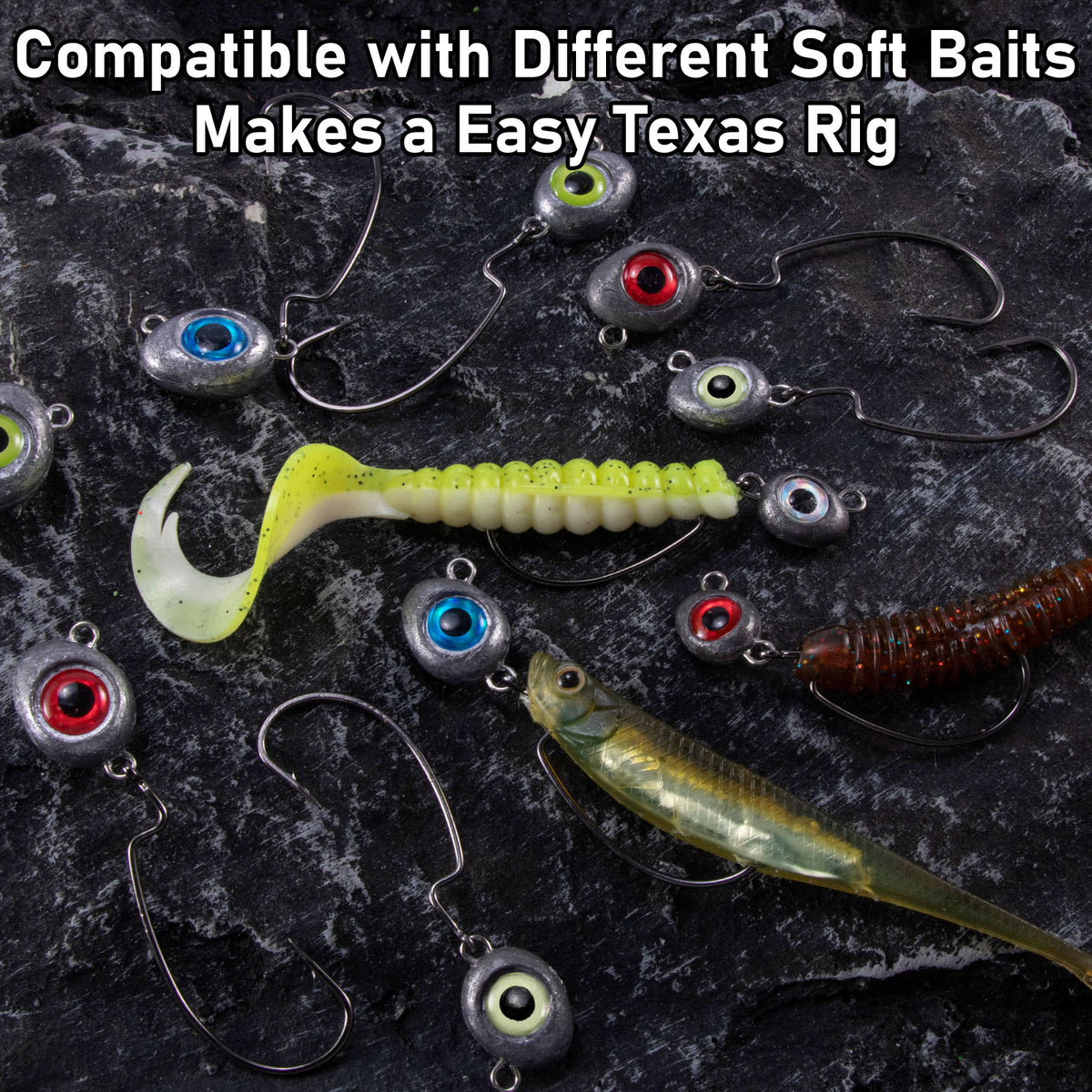 Dr.Fish 10pcs Texas Jig Head Weedless EWG Hooks 1/6-1/2oz
