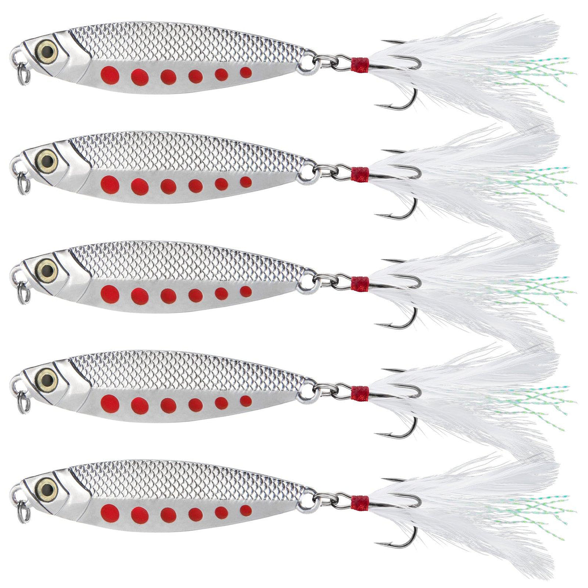 Dr.Fish 5pcs Metal Casting Spoon  1/2-1oz,2.4''-3'' - Dr.Fish Tackles