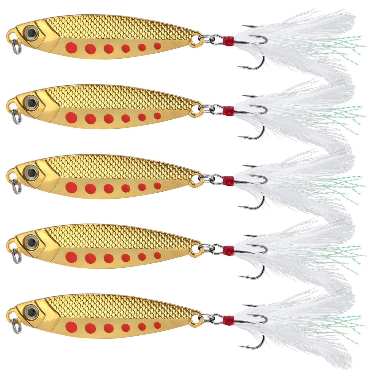 Dr.Fish 5pcs Metal Casting Spoon  1/2-1oz,2.4''-3'' - Dr.Fish Tackles