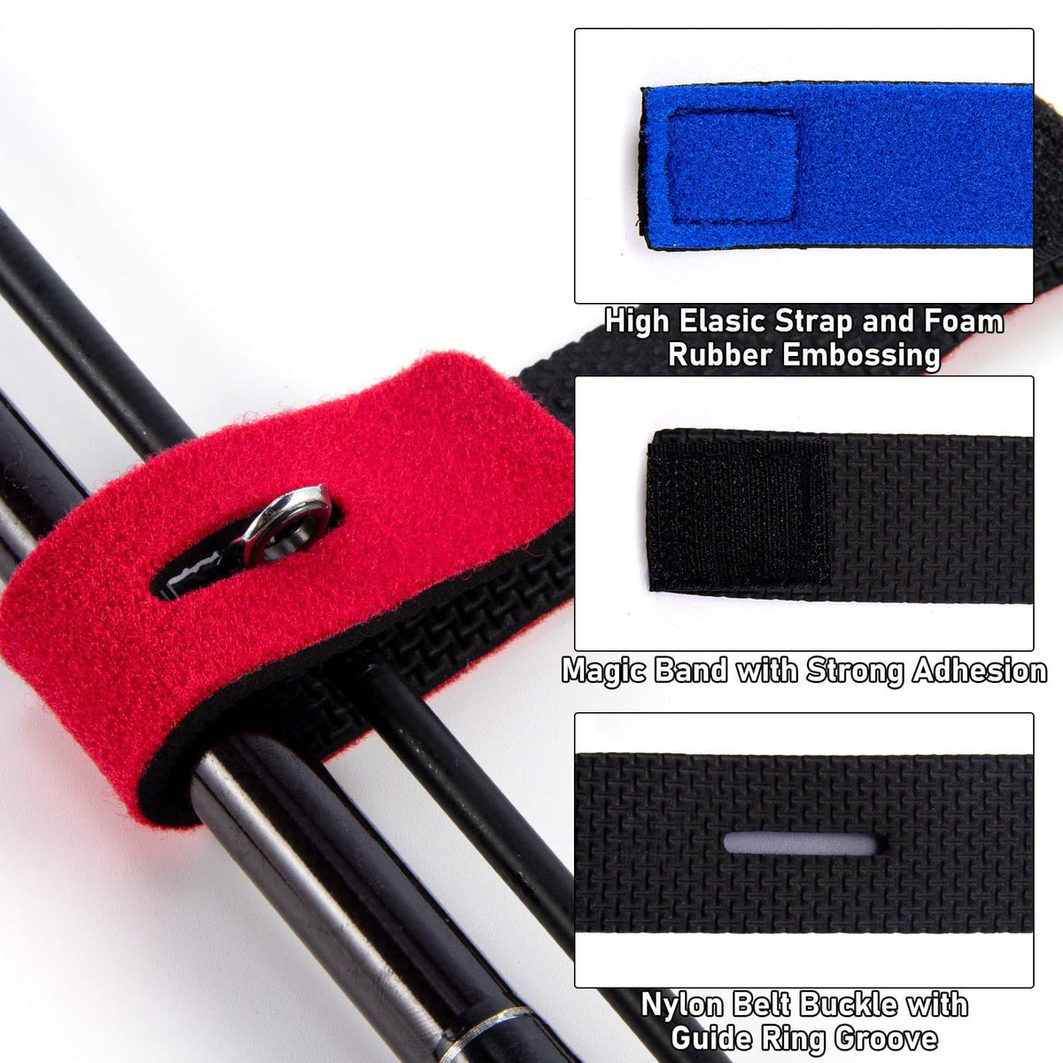 Dr.Fish 12 pcs Fishing Rod Straps 3colors - Dr.Fish Tackles