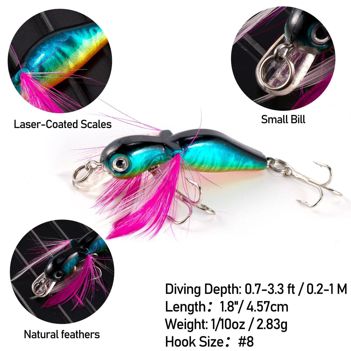 Dr.Fish 5pcs Crankbait Lure kit 1/5oz-3/10oz - Dr.Fish Tackles