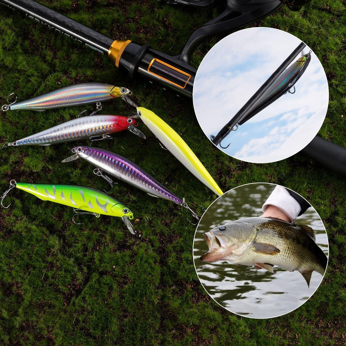 Dr.Fish 5pcs Minnow Fishing Lures 4.33"  0.49 oz - Dr.Fish Tackles
