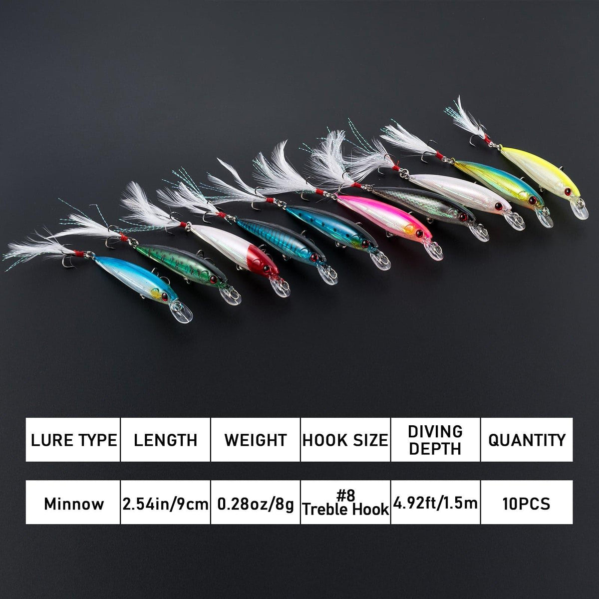 Dr.Fish 10pcs Jerkbait Minnow Lures  2.54'' 0.28oz - Dr.Fish Tackles