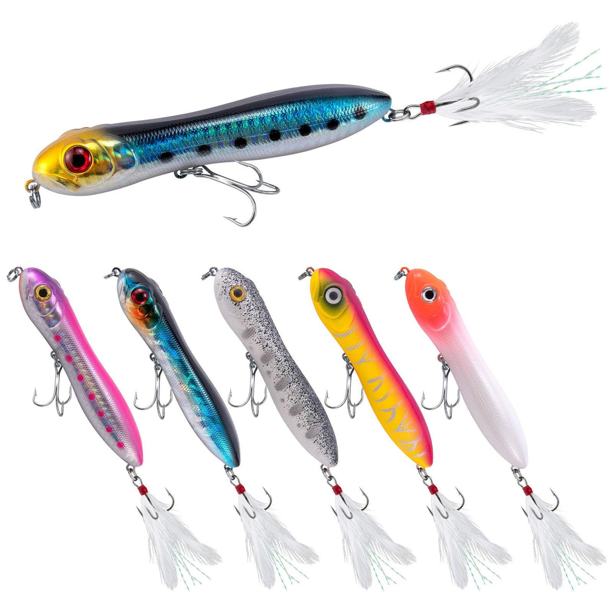 Dr.Fish 6pcs Topwater Fishing Lures 4'' - Dr.Fish Tackles