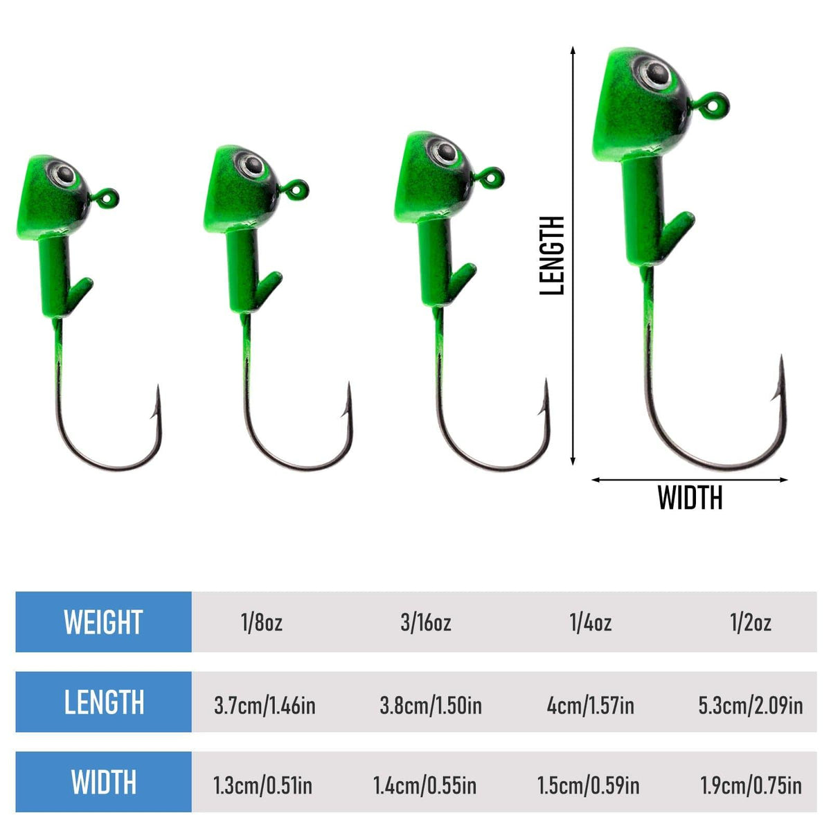 Dr.Fish 10pcs 3D Eyes Jig Head  1/8-1/2oz - Dr.Fish Tackles