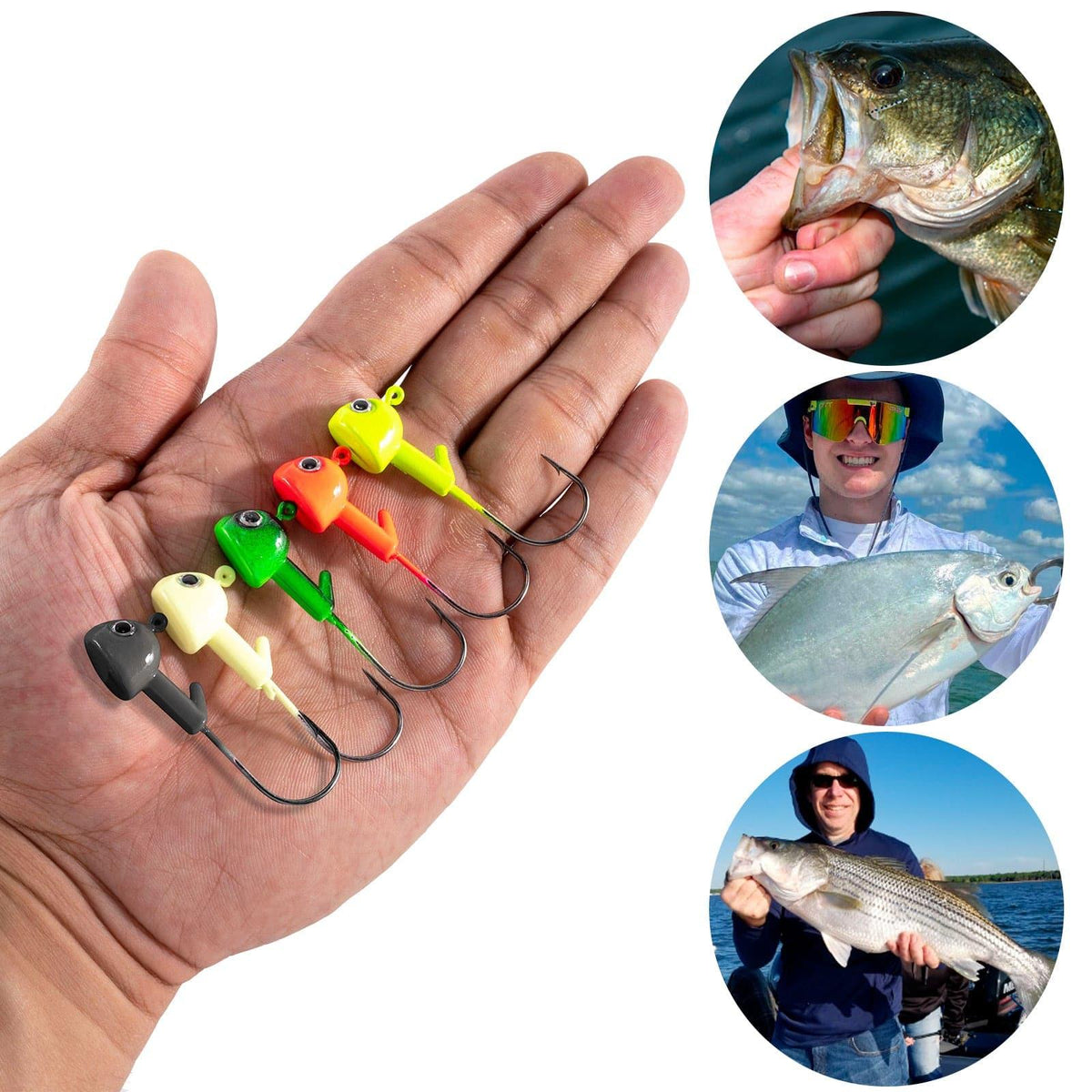 Dr.Fish 10pcs 3D Eyes Jig Head  1/8-1/2oz - Dr.Fish Tackles
