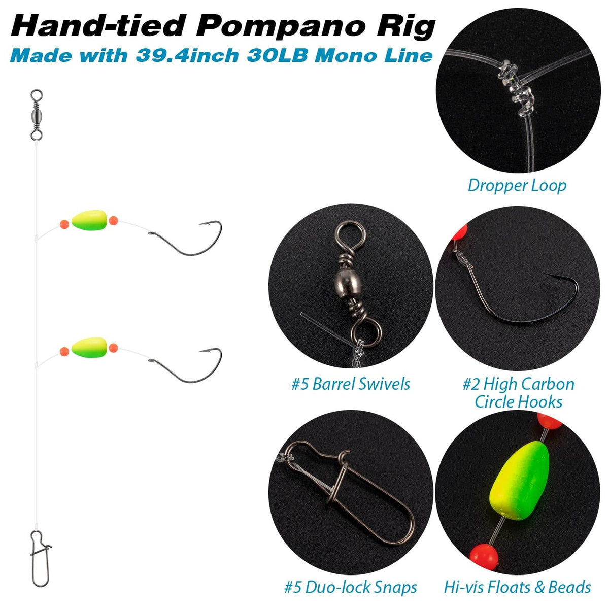 Dr.Fish 5pcs Pompano Rigs Surf Fishing Rigs - Dr.Fish Tackles
