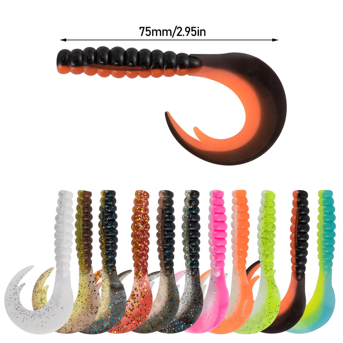Dr.Fish Grub Soft Plastic Worm Baits 2''-3''