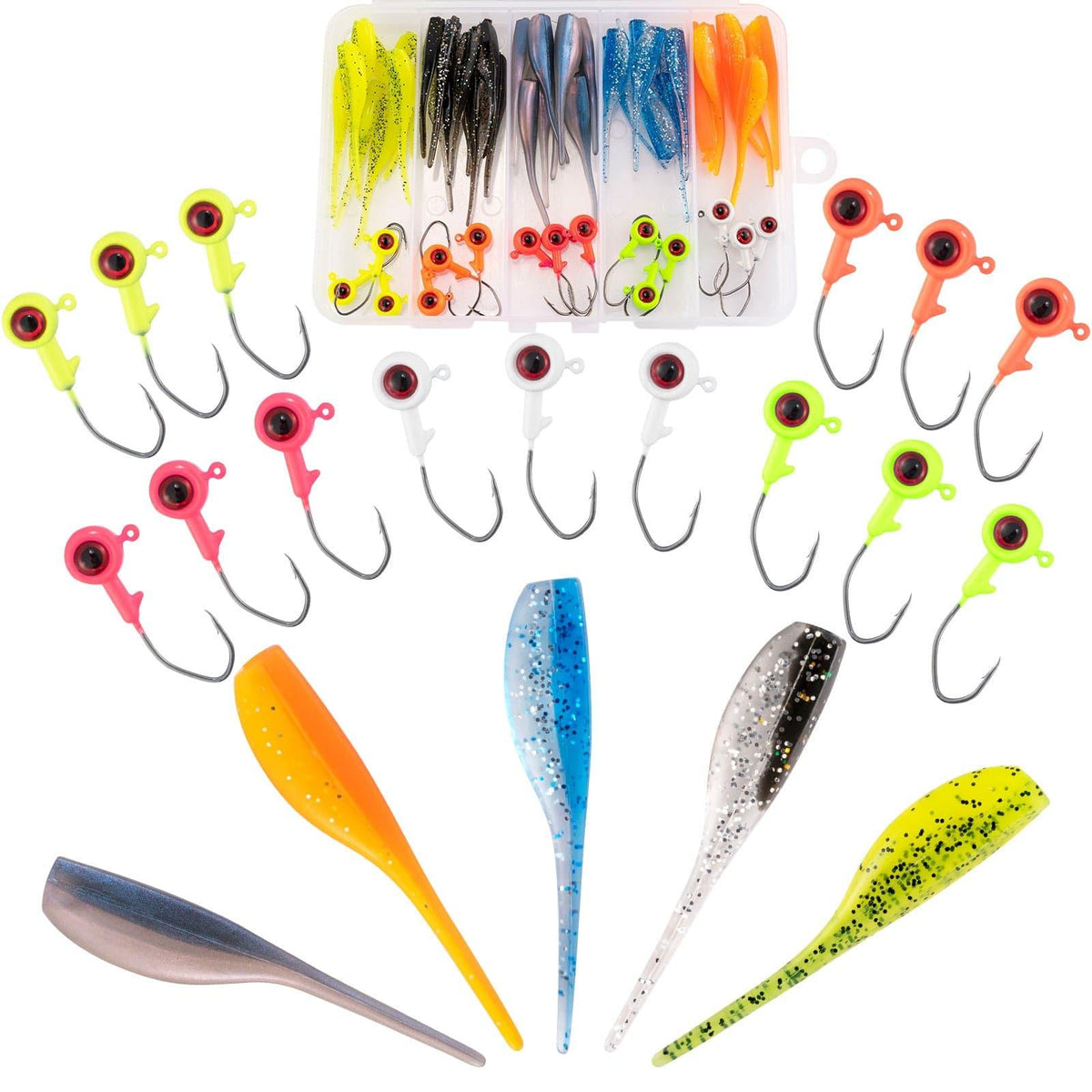 Dr.Fish 55pcs  Crappie Lures Kitï¼?5pcs jigs+40pcs Shad Baits) - Dr.Fish Tackles