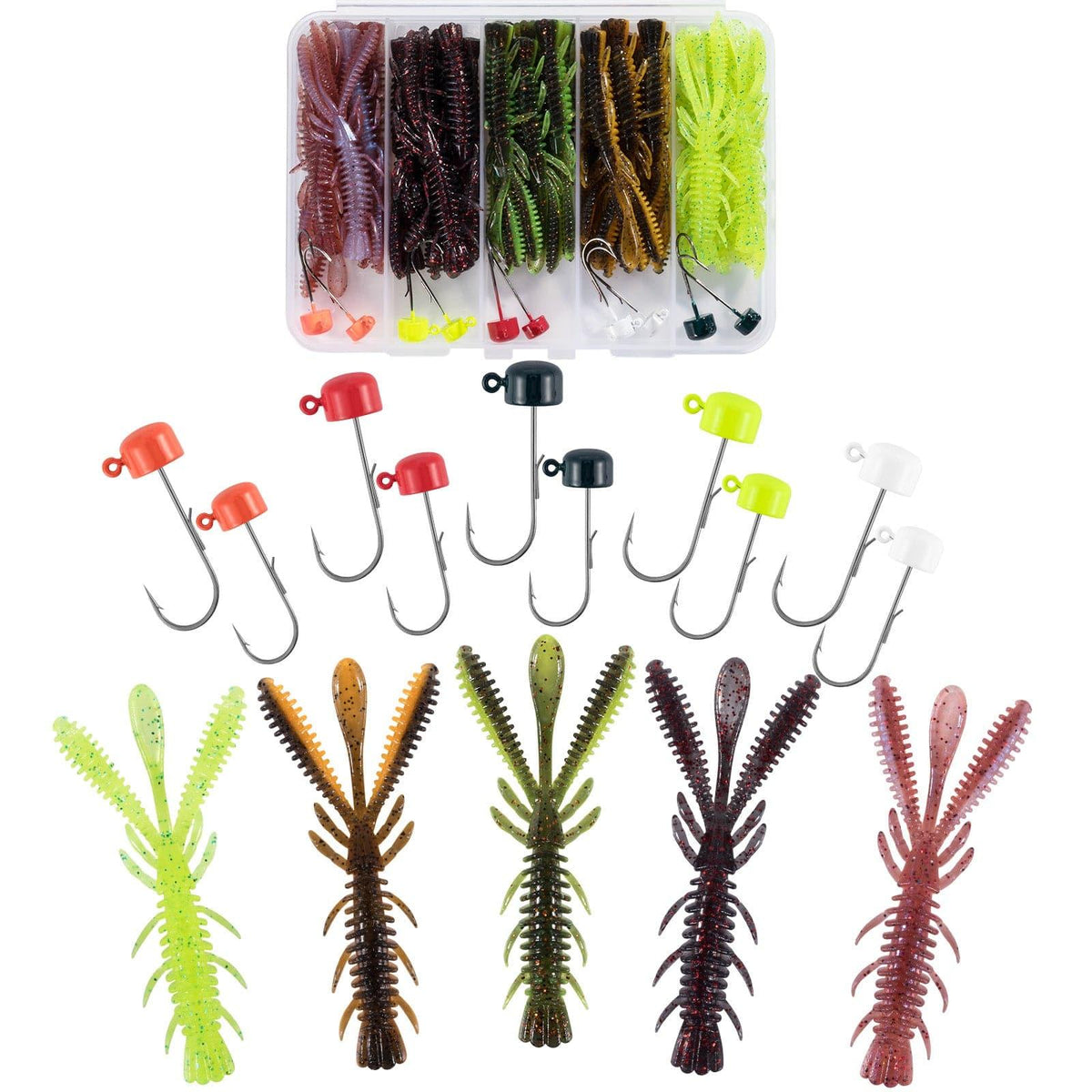 Dr.Fish 40pcs Crawfish Lure & Rig Jig Head kit (3/32-3/16oz) - Dr.Fish Tackles