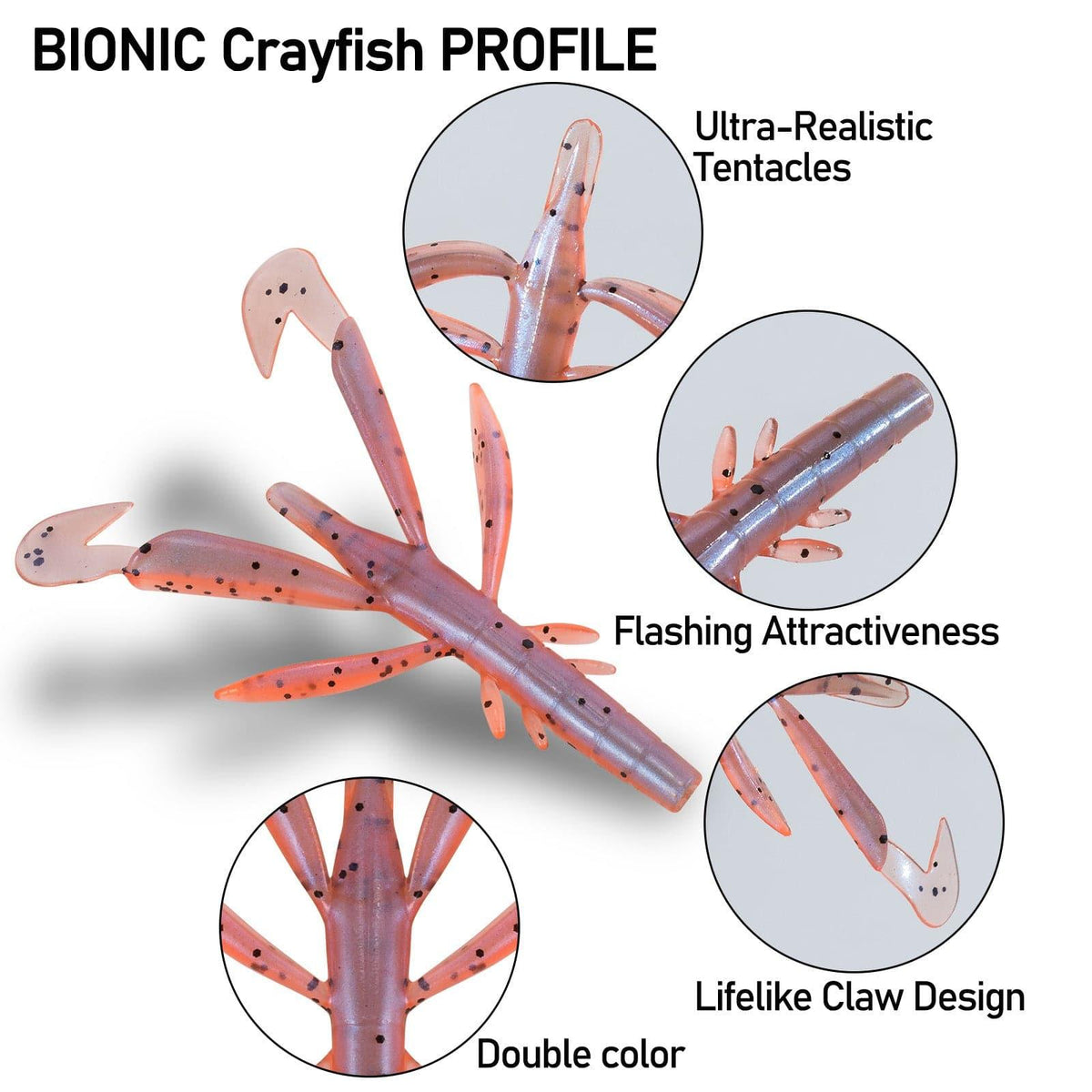 Dr.Fish 8 pcs Plastic crawfish Soft Bait 2.76'' - Dr.Fish Tackles