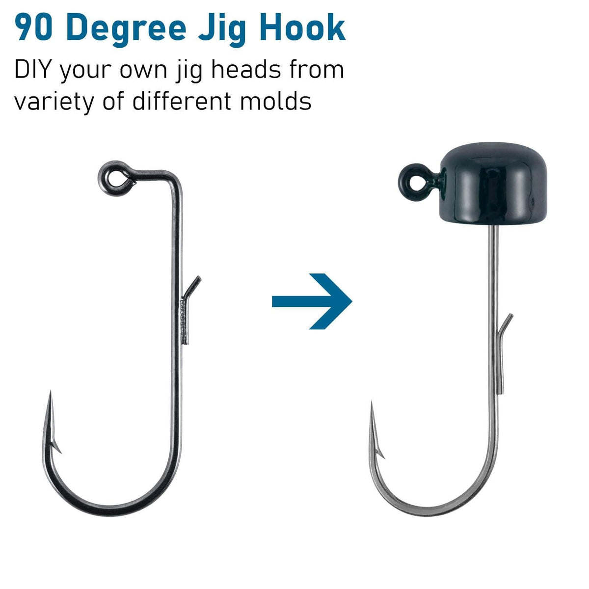 Dr.Fish 30pcs 90 Degree Round Bend Hook #1-#3/0 Close-up of welded bait keeper hook
