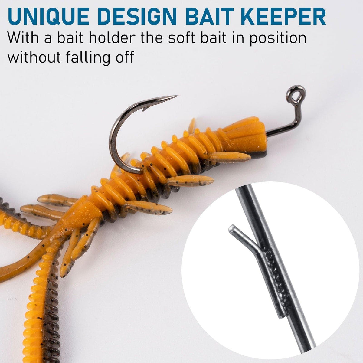 Dr.Fish 30pcs 90 Degree Round Bend Hook #1-#3/0 Close-up of welded bait keeper hook