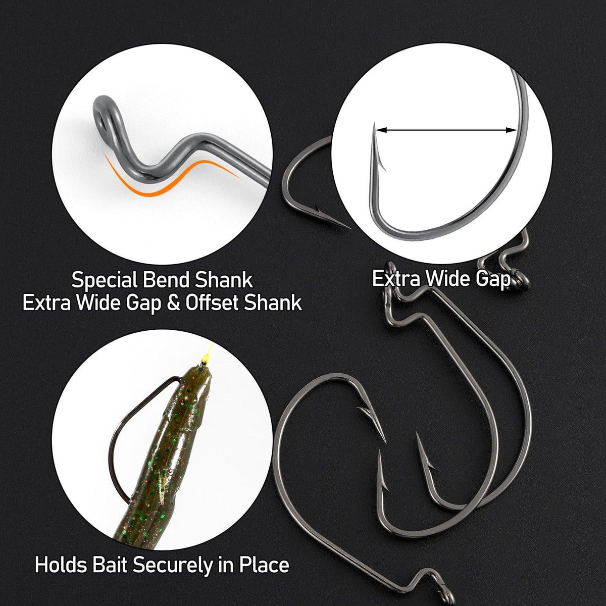 Dr.Fish 100pcs Offset Shank Worm Hooks #1-#5/0 - Dr.Fish Tackles