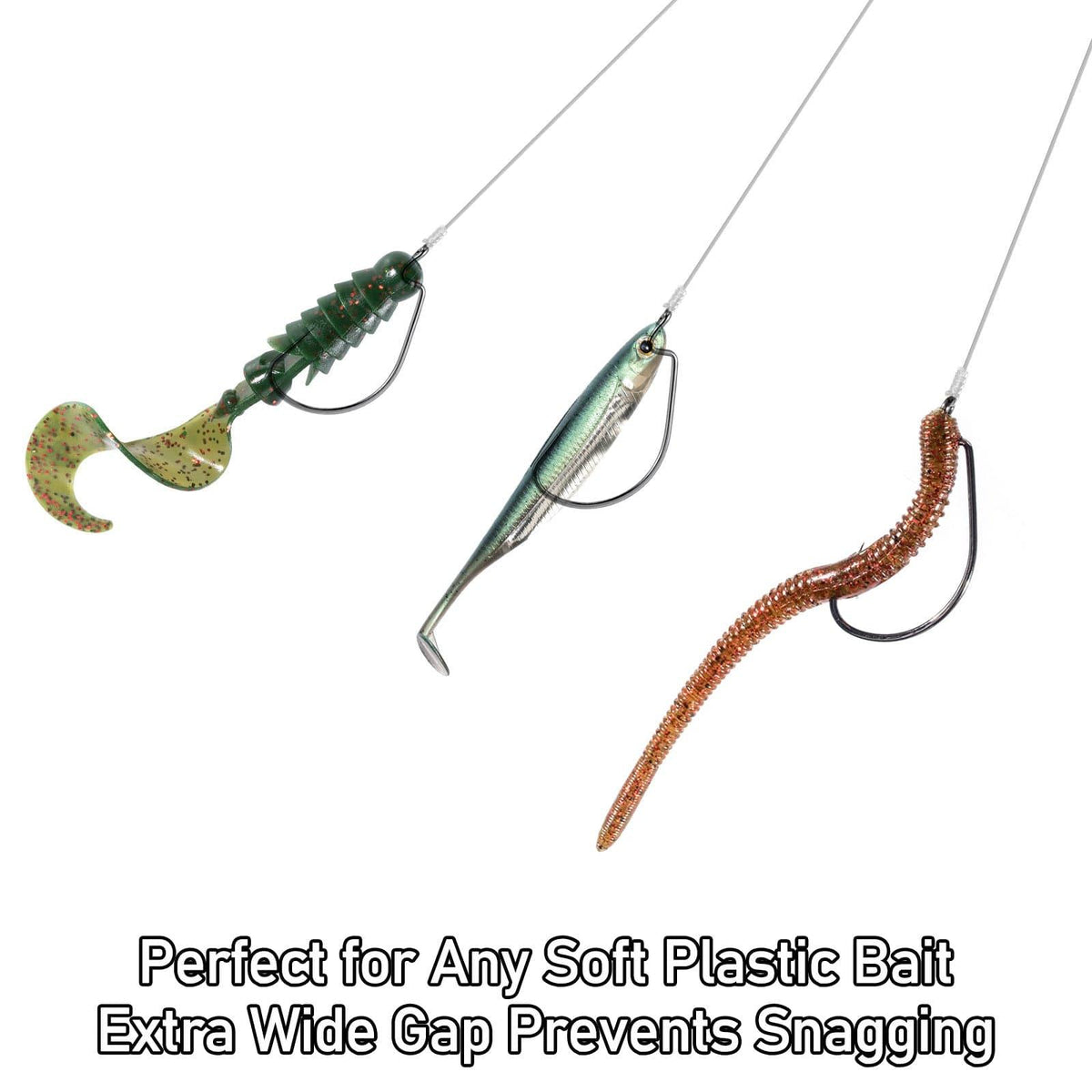 Dr.Fish 100pcs Offset Shank Worm Hooks #1-#5/0 - Dr.Fish Tackles