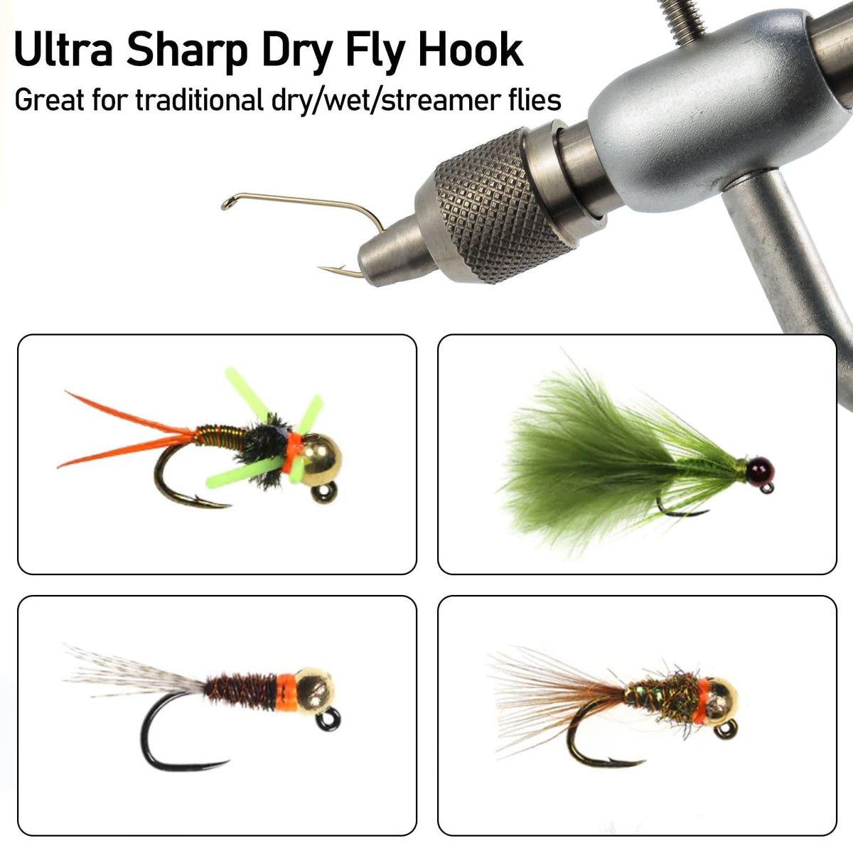 Dr.Fish 100pcs Barbed Dry Fly Fishing Hooks 22#-10# - Dr.Fish Tackles
