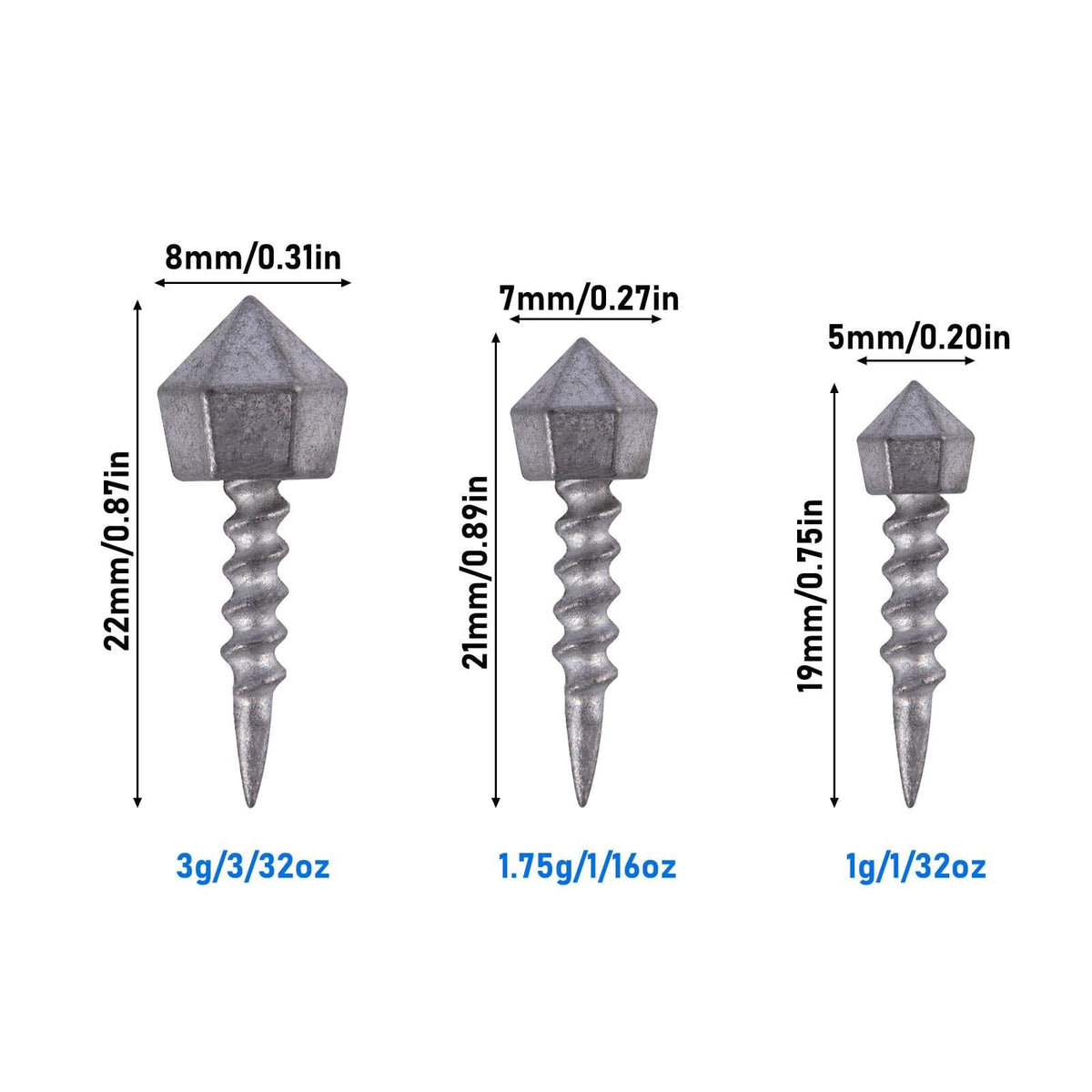 Dr.Fish 30pcs Nail Weights  1/32-3/32oz - Dr.Fish Tackles