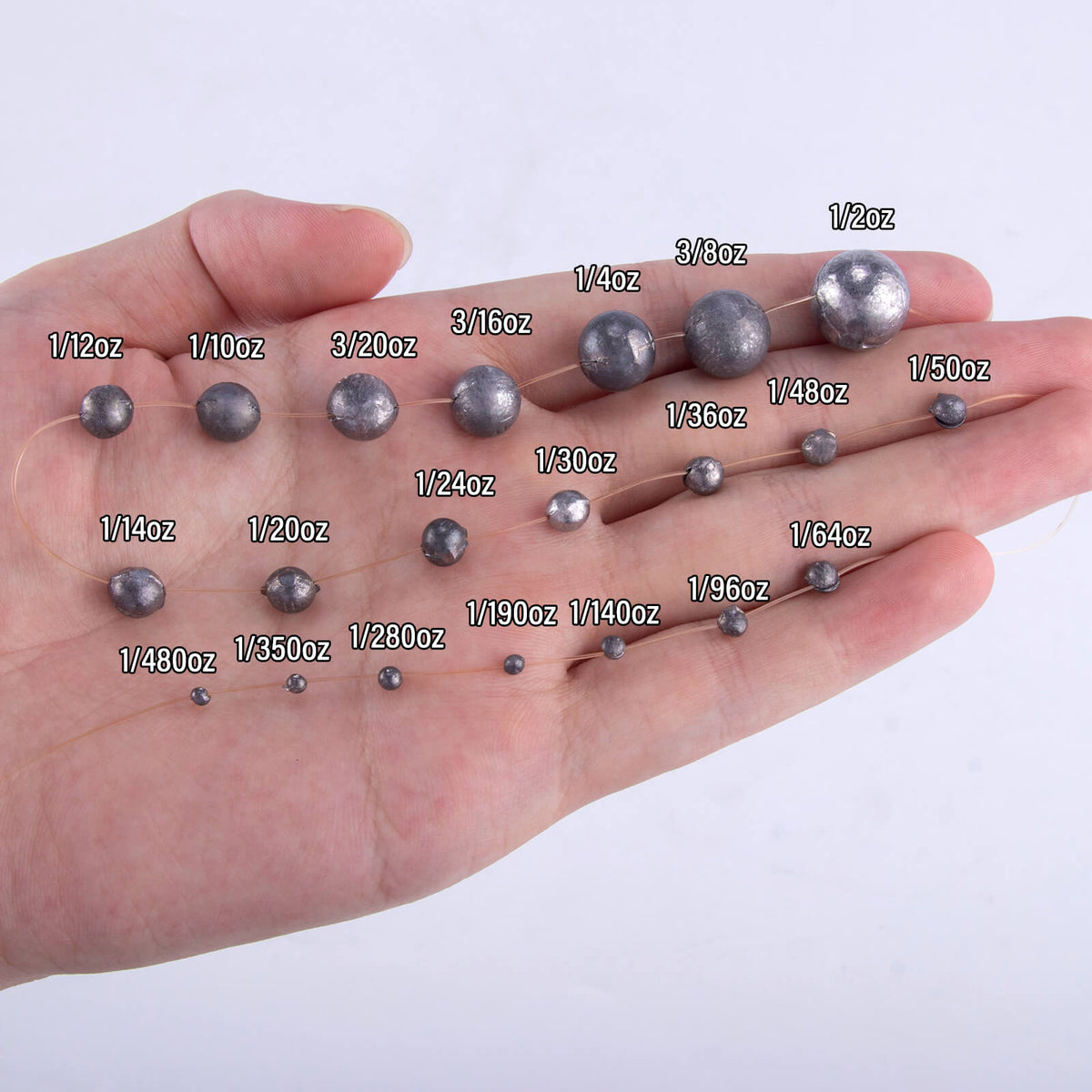 Dr.Fish 100pcs Round Split Shot Fishing Weights 1/480oz-1/2oz