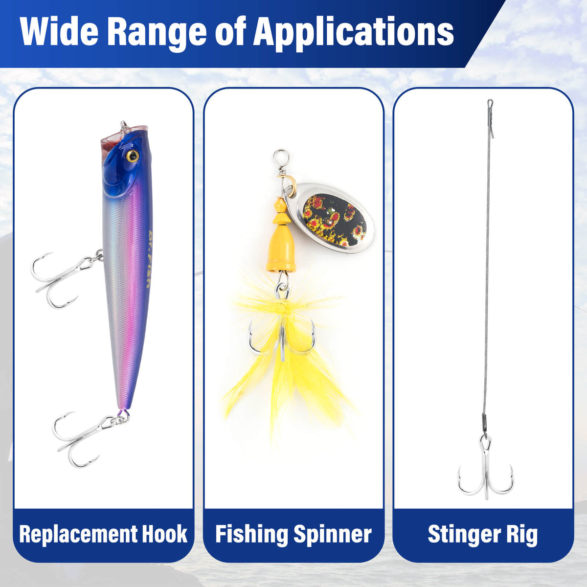 Dr.Fish 30pcs Hybrid Fishing Treble Hooks 2X Strong #14-#3/0