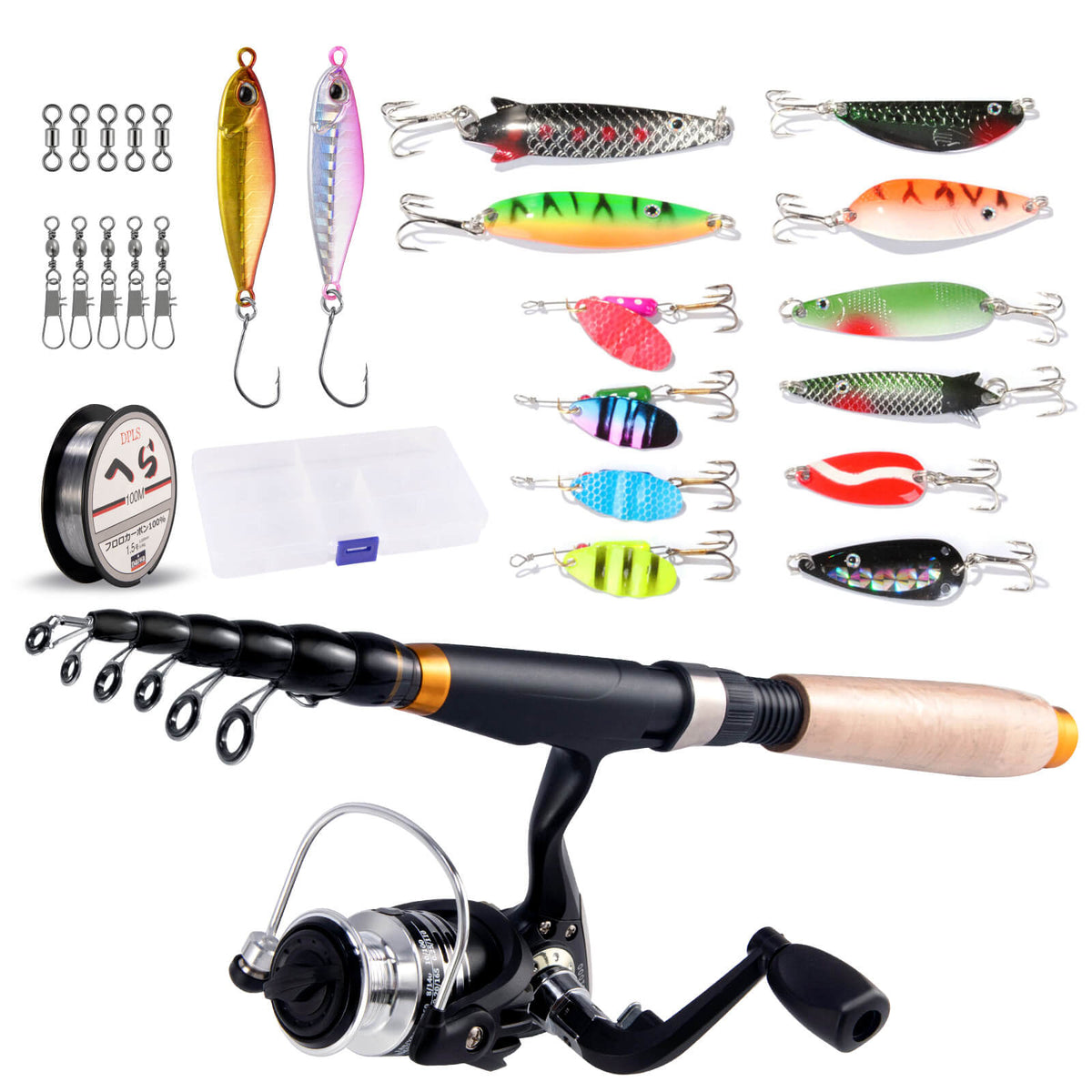 Dr.Fish 6/7FT Telescopic Fishing Rod and Spinning Reel Combo