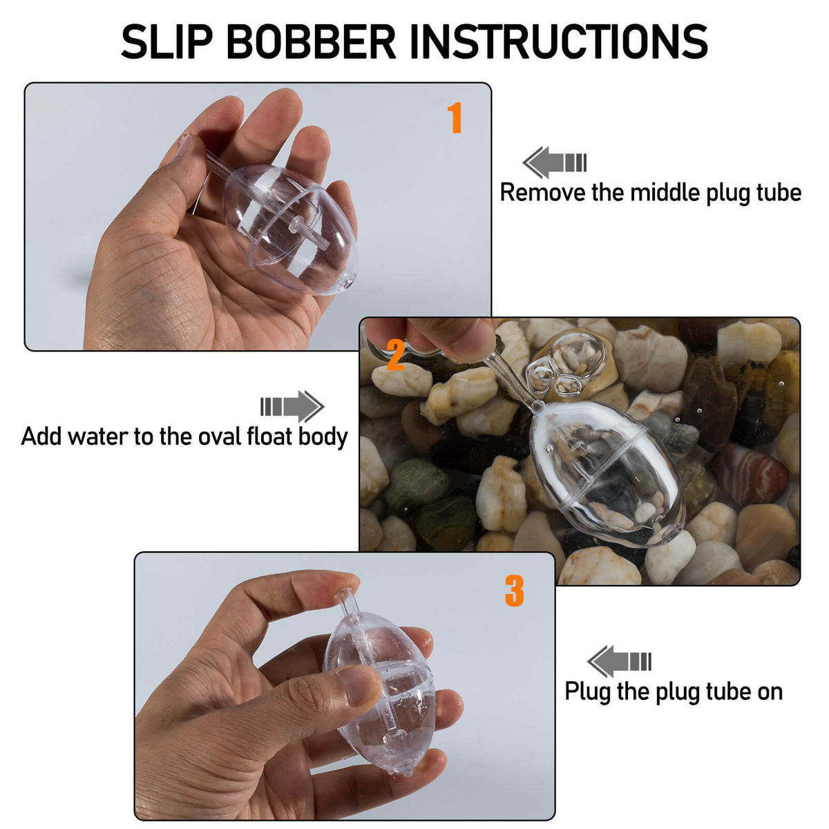 Dr.Fish 10pcs Fishing Slip Bubble Floats 3 Sizes