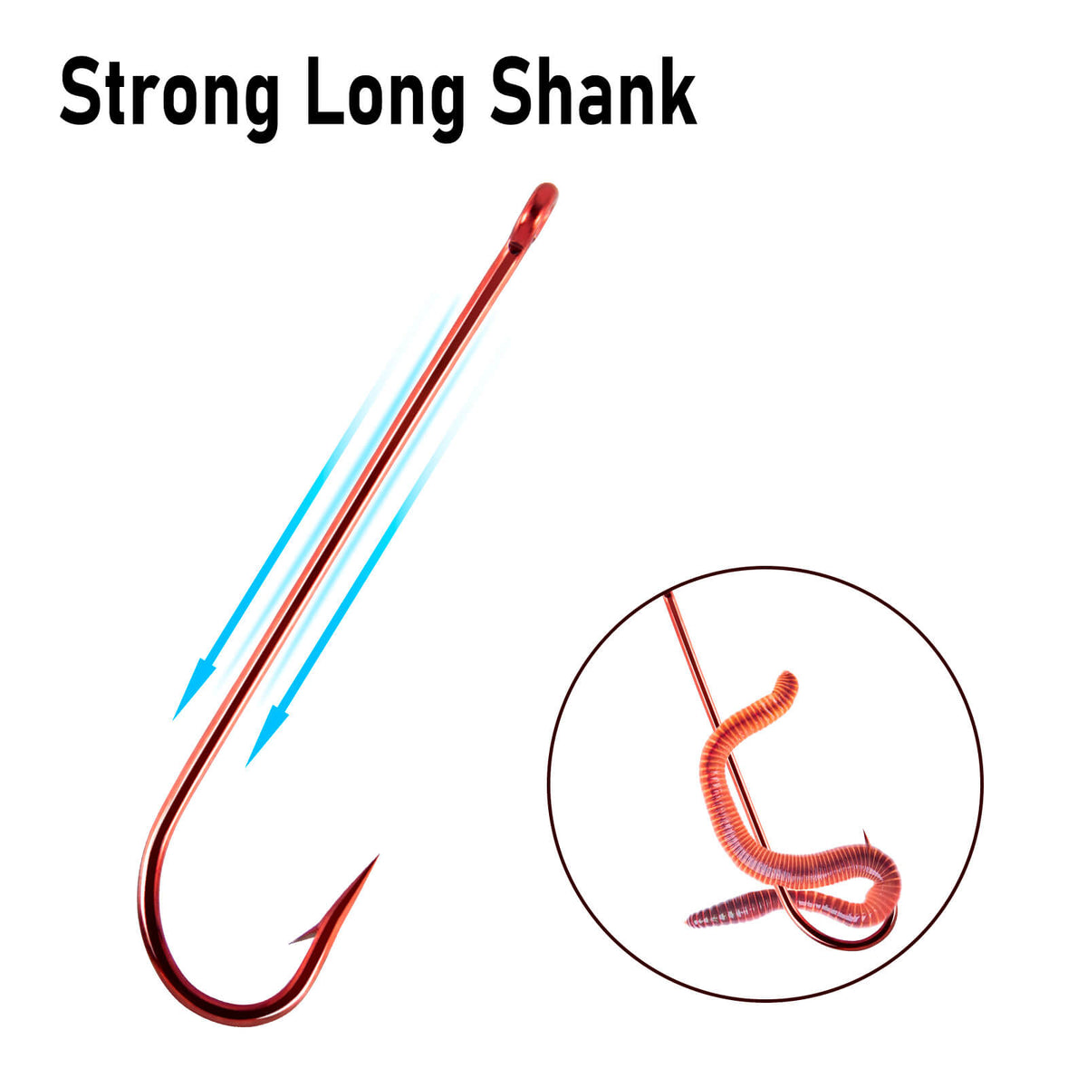 Dr.Fish 100pcs Aberdeen Fishing Hooks Red Extra Long Shank