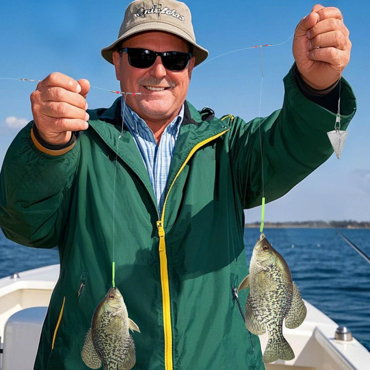 Dr.Fish 10pcs Crappie Rigs with 2 Snelled Aberdeen Hooks
