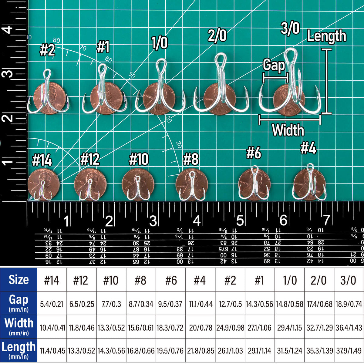 Dr.Fish 30pcs Hybrid Fishing Treble Hooks 2X Strong #14-#3/0