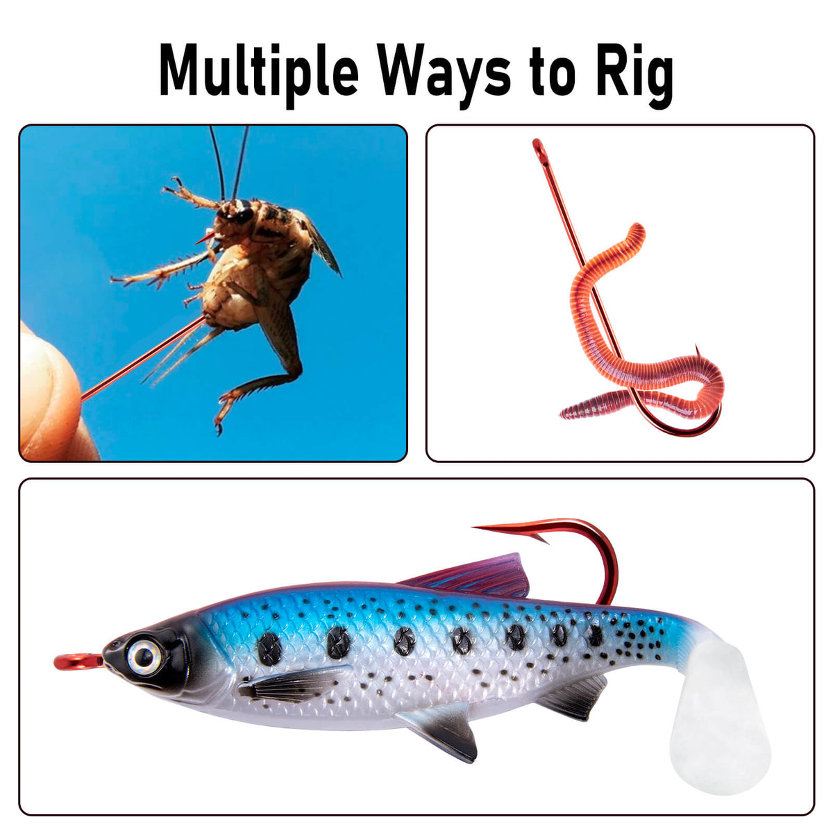 Dr.Fish 100pcs Aberdeen Fishing Hooks Red Extra Long Shank
