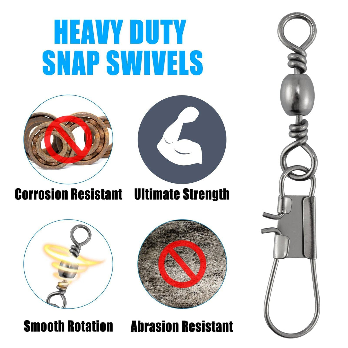 Dr.Fish 50pcs Barrel Swivel with Interlock Snap 26-132lb - Dr.Fish Tackles