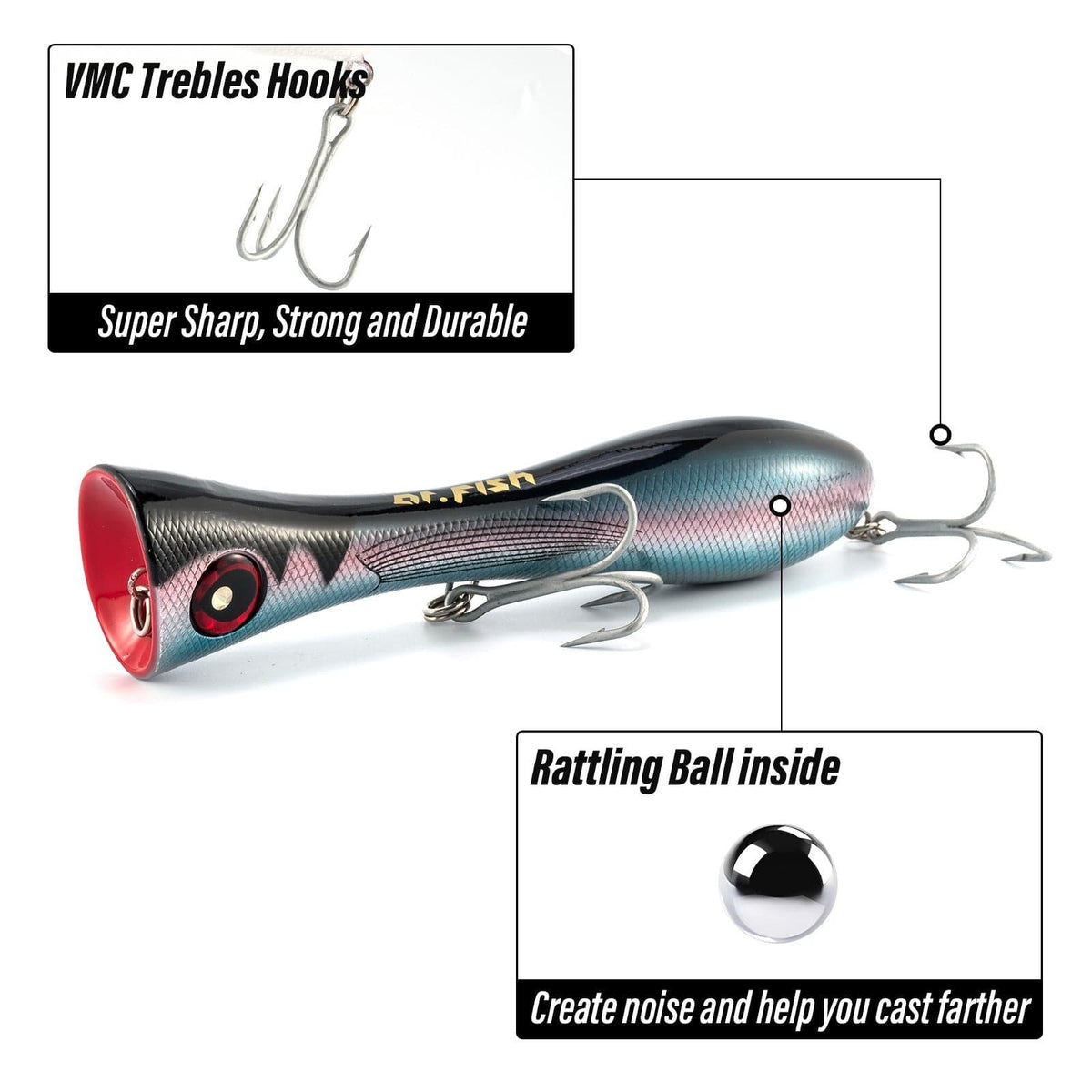 Dr.Fish 1pcs Saltwater GT Popper 8in - Dr.Fish Tackles
