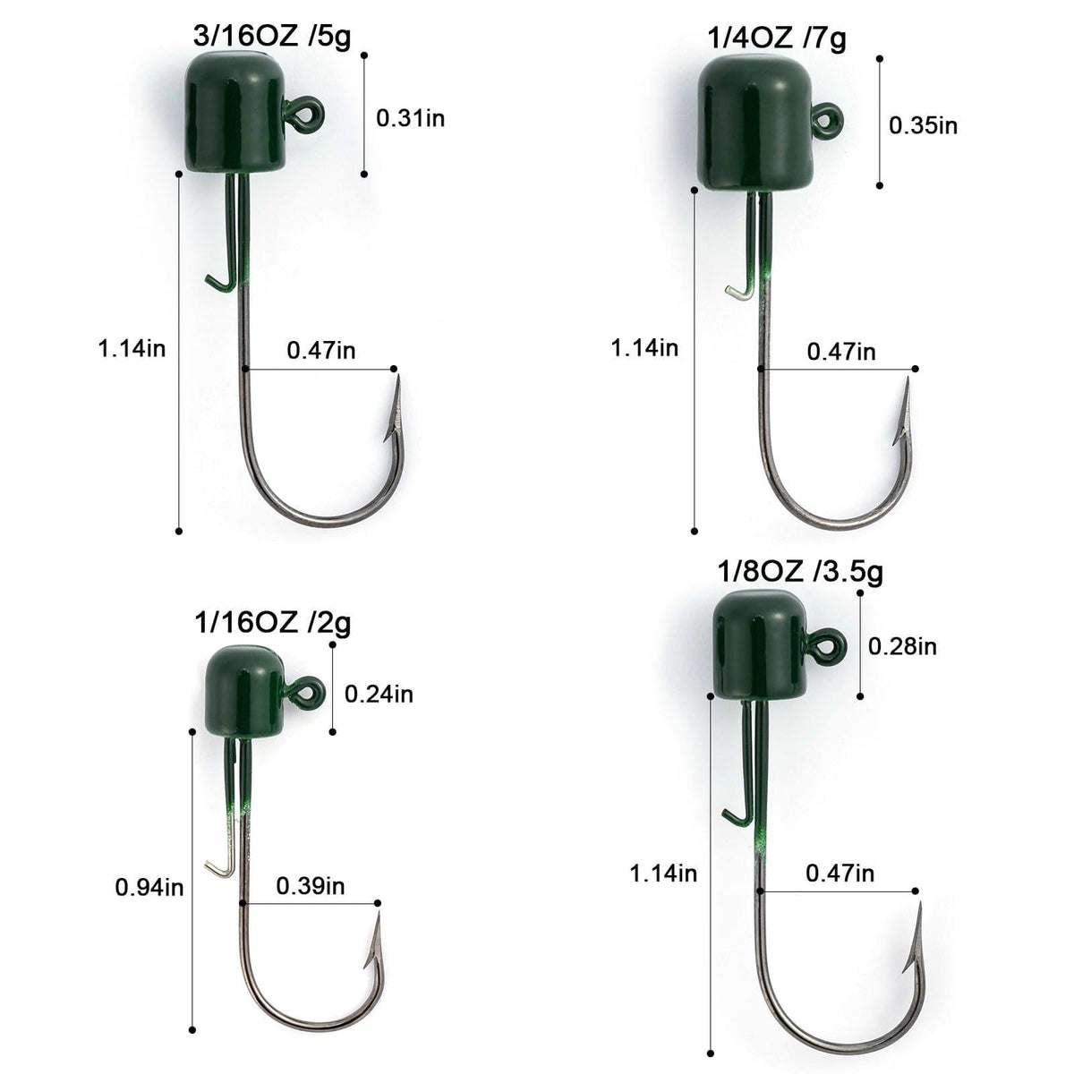 Dr.Fish Mushroom Worm Jig Heads 1/16oz-1/4oz - Dr.Fish Tackles