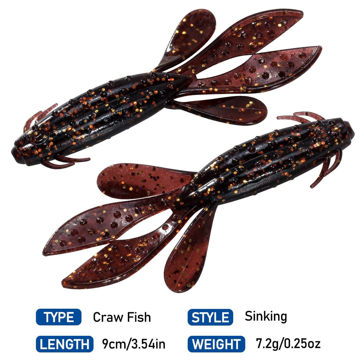 Dr.Fish Sinking Soft Crawfish Flapper 3.54'' - Dr.Fish Tackles