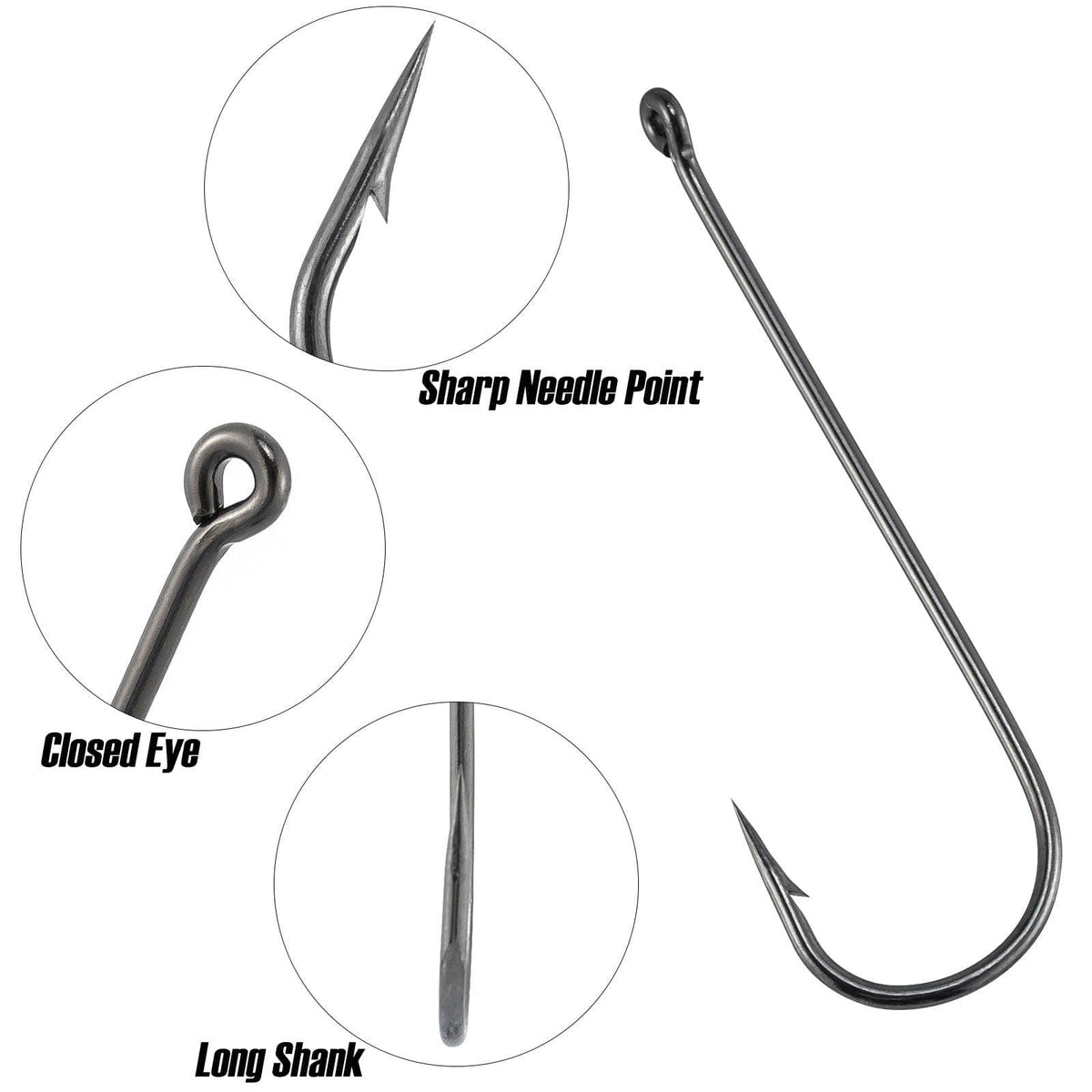 Dr.Fish 100pcs Aberdeen Hooks #12 to 2/0