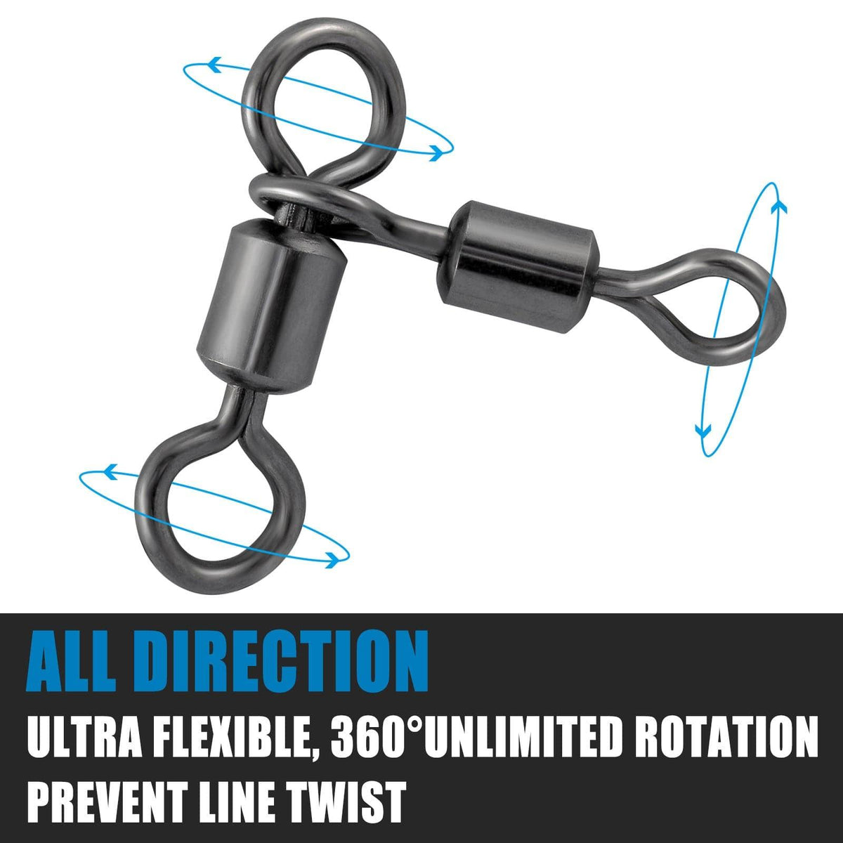 Dr.Fish 30pcs Black 3 Way Crane Swivels 6-282lb - Dr.Fish Tackles