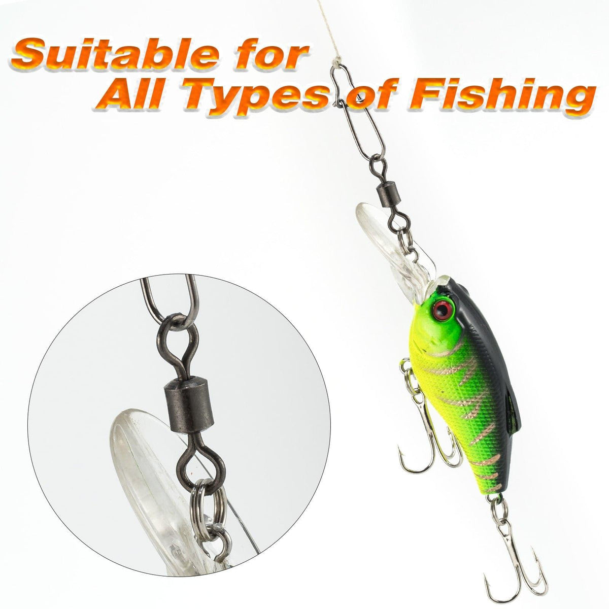 Dr.Fish 20-50pcs Black Rolling Swivels 20-1323lb - Dr.Fish Tackles
