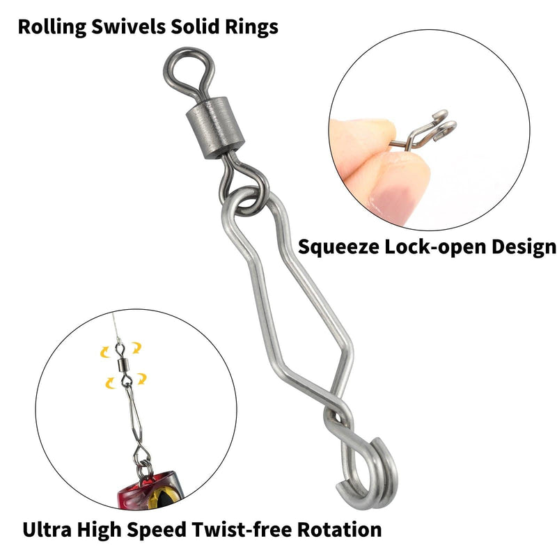 Dr.Fish 20pcs Speed Clip with Rolling Swivel 31-95lb - Dr.Fish Tackles