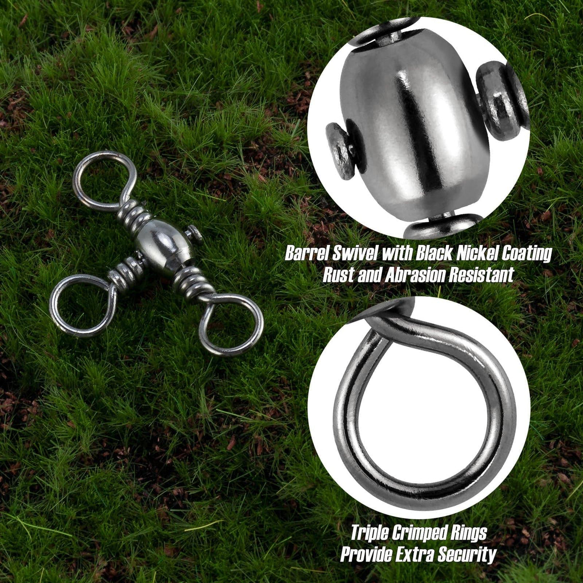 Dr.Fish 60pcs Three Way Barrel Swivels 35-175lb - Dr.Fish Tackles